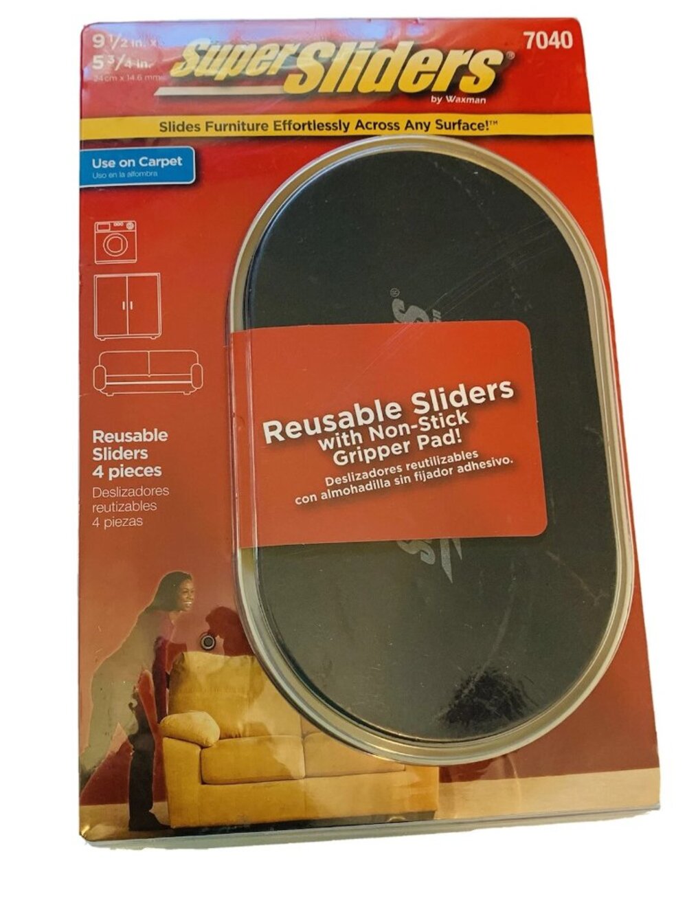 Super Sliders 9 1/2" x 5 3/4" Reusable XL Heavy Duty Furniture Sliders Non-stick